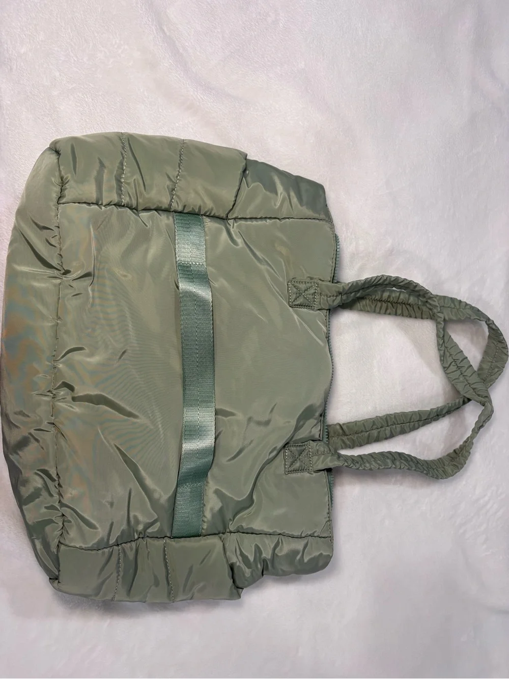 Padded Quilted Baby Tote Bag in Olive Green